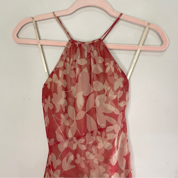 BCBG MAXAZRIA Floral Halter Asymmetrical Hem Midi Dress, Size 2 - Picture 3 of 10